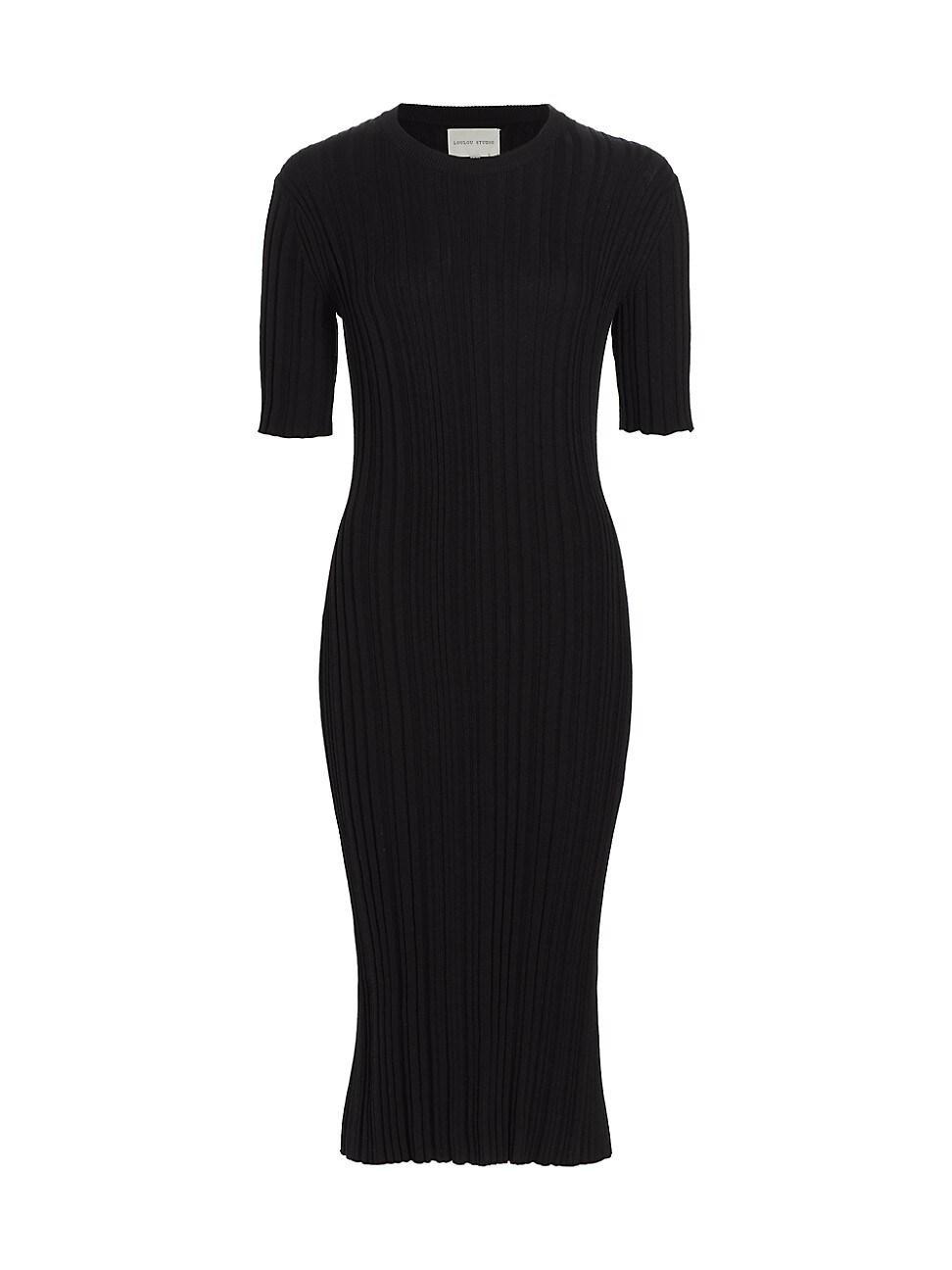 Womens Elea Silk-Blend Rib-Knit Midi-Dress Product Image