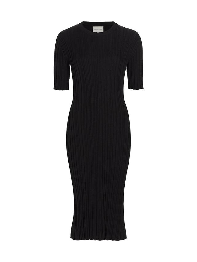 Womens Silk-Blend Rib-Knit Midi-Dress Product Image