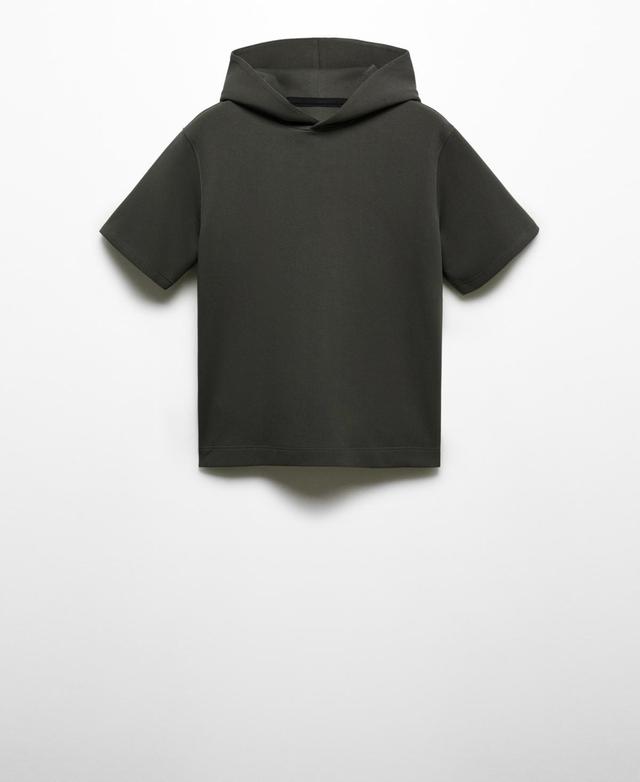 MANGO MAN - Short-sleeved hooded sweatshirt ice greyMen Product Image