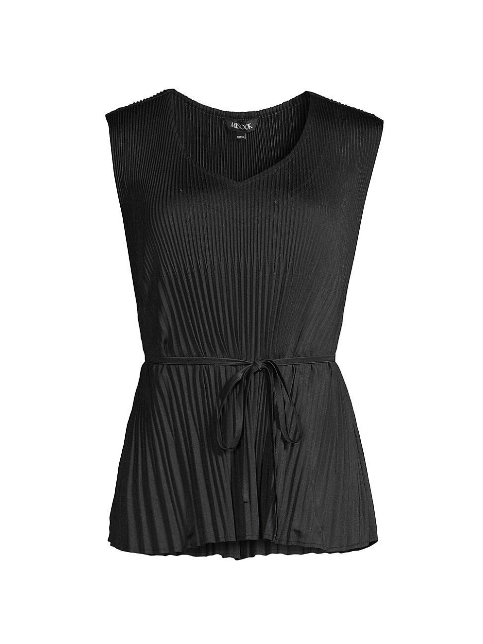 Womens Pleated Crepe De Chine Tie-Waist Tank Top Product Image