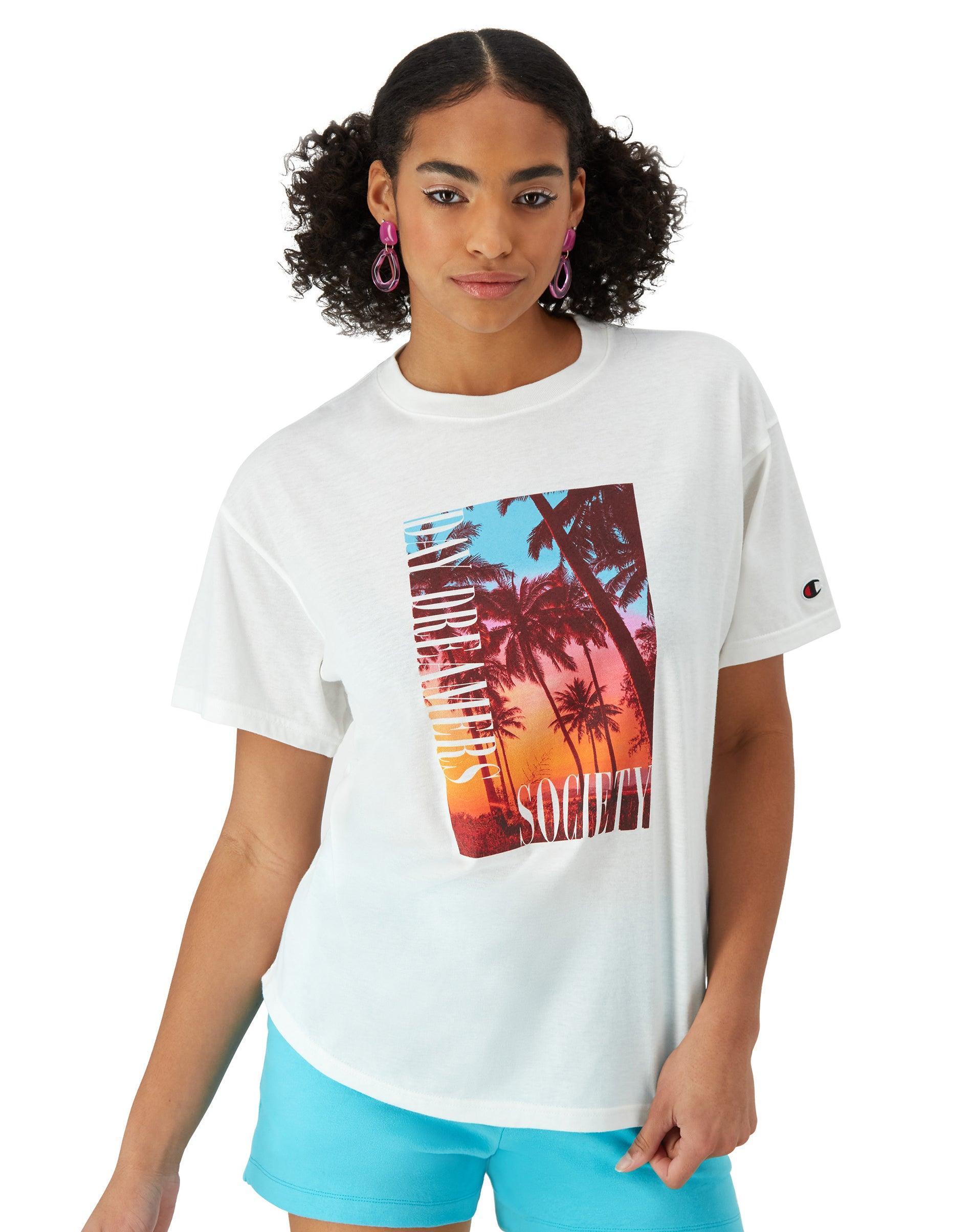 Womens Champion Graphic T-Shirt, Palm Tree White 2XL Product Image