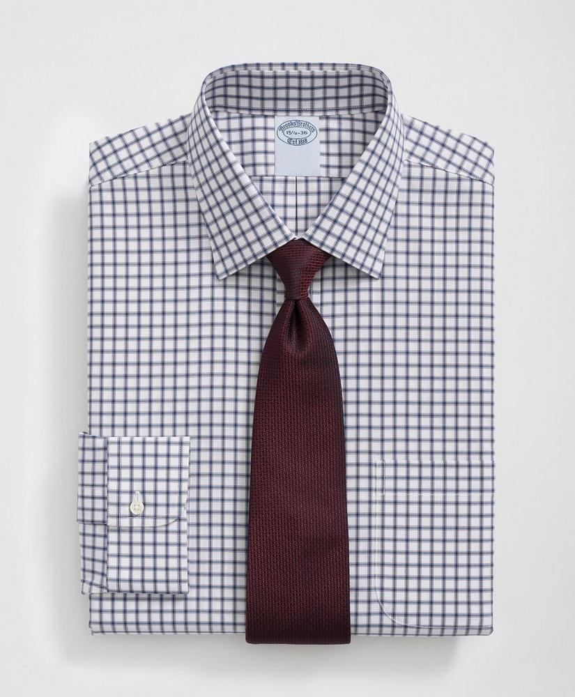 Stretch Supima® Cotton Non-Iron Pinpoint Oxford Ainsley Collar, Ticking Check Dress Shirt Product Image