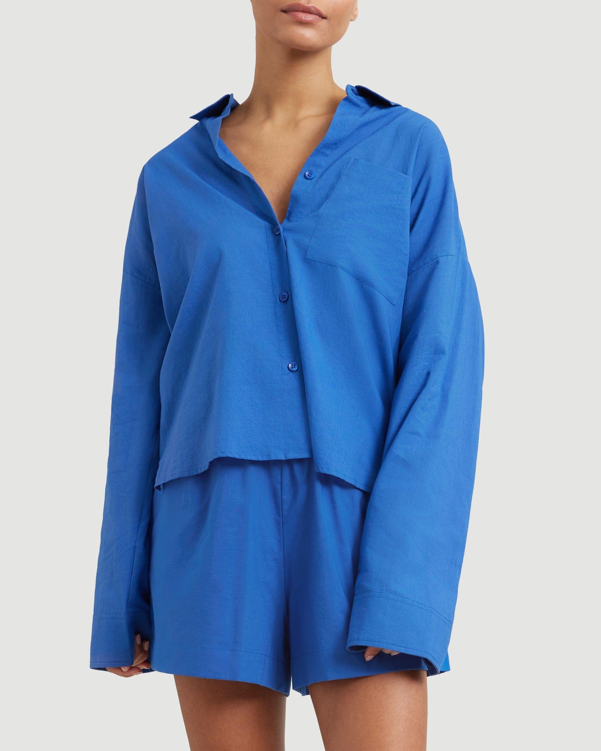 Savvy Cropped Button Down Shirt Product Image