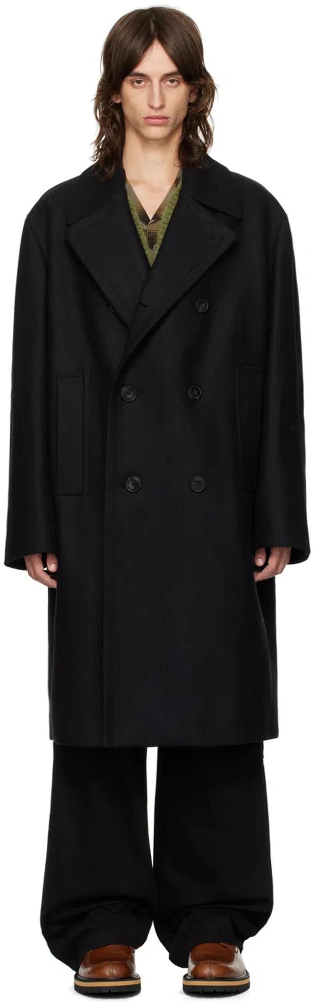 Black Double-breasted Coat Product Image