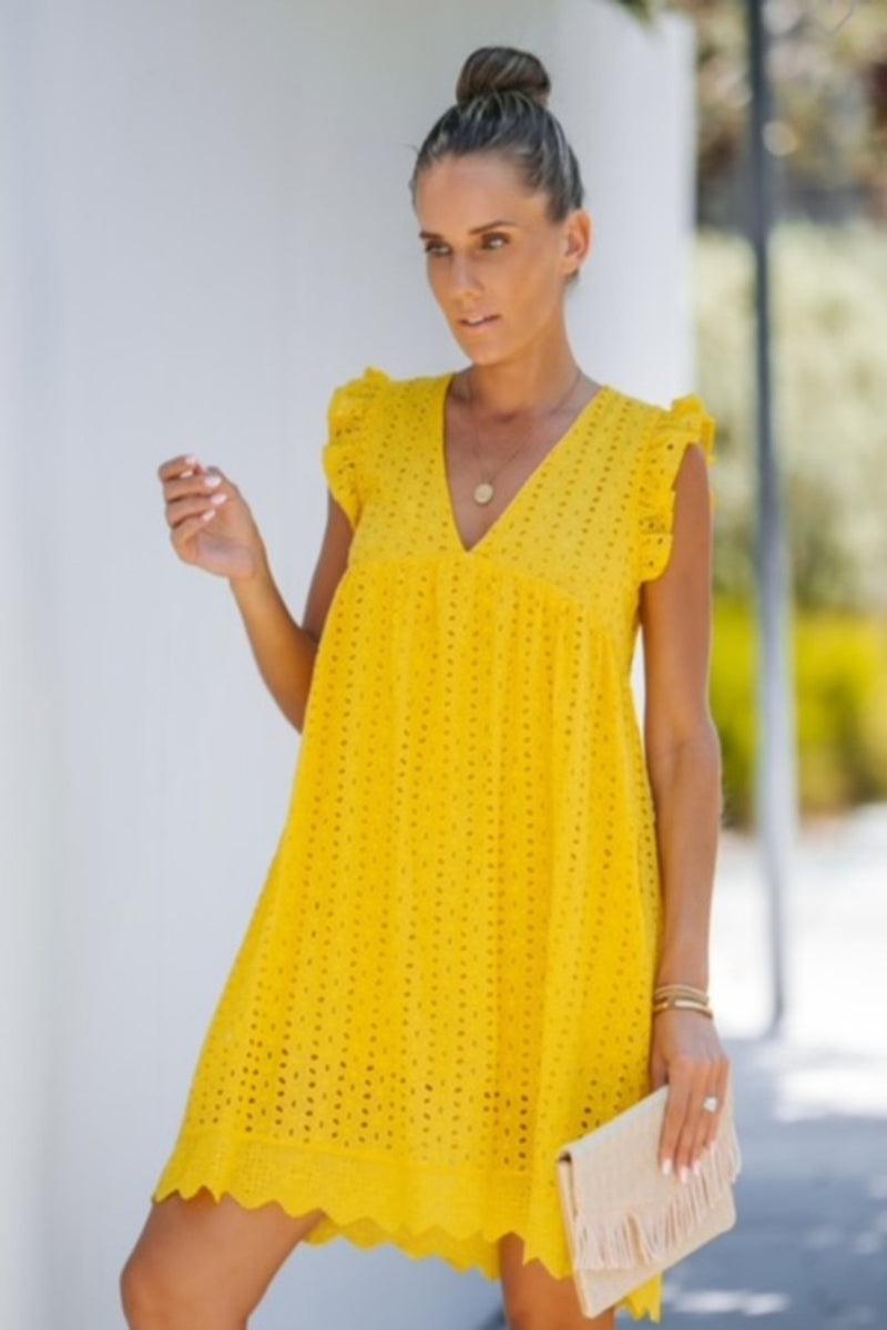 Yellow Eyelet Dress Product Image