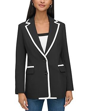 Karl Lagerfeld Paris Womens Contrast-Piping Blazer Product Image