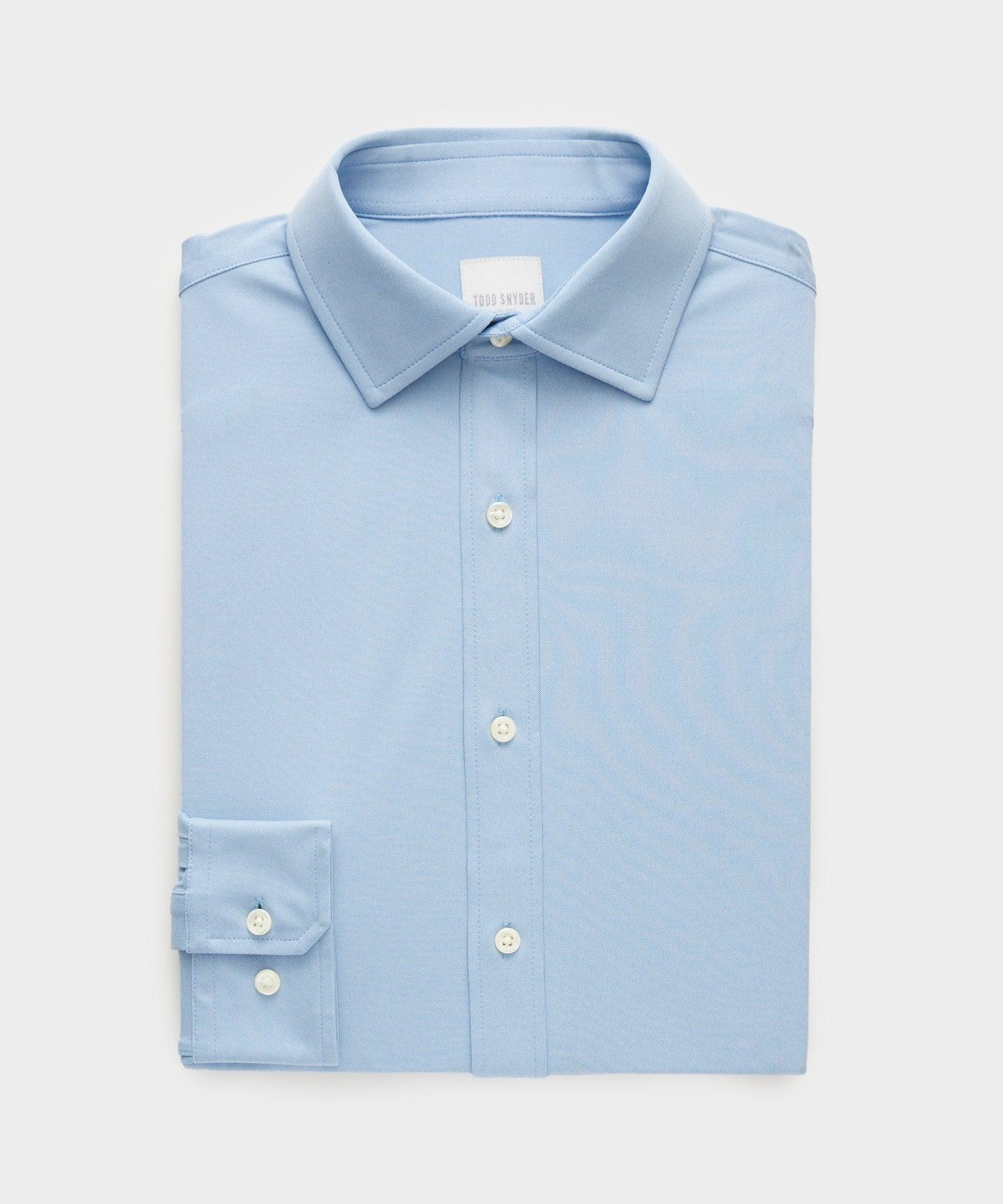 Stretch Knit Spread Collar Dress Shirt in Light Blue Product Image