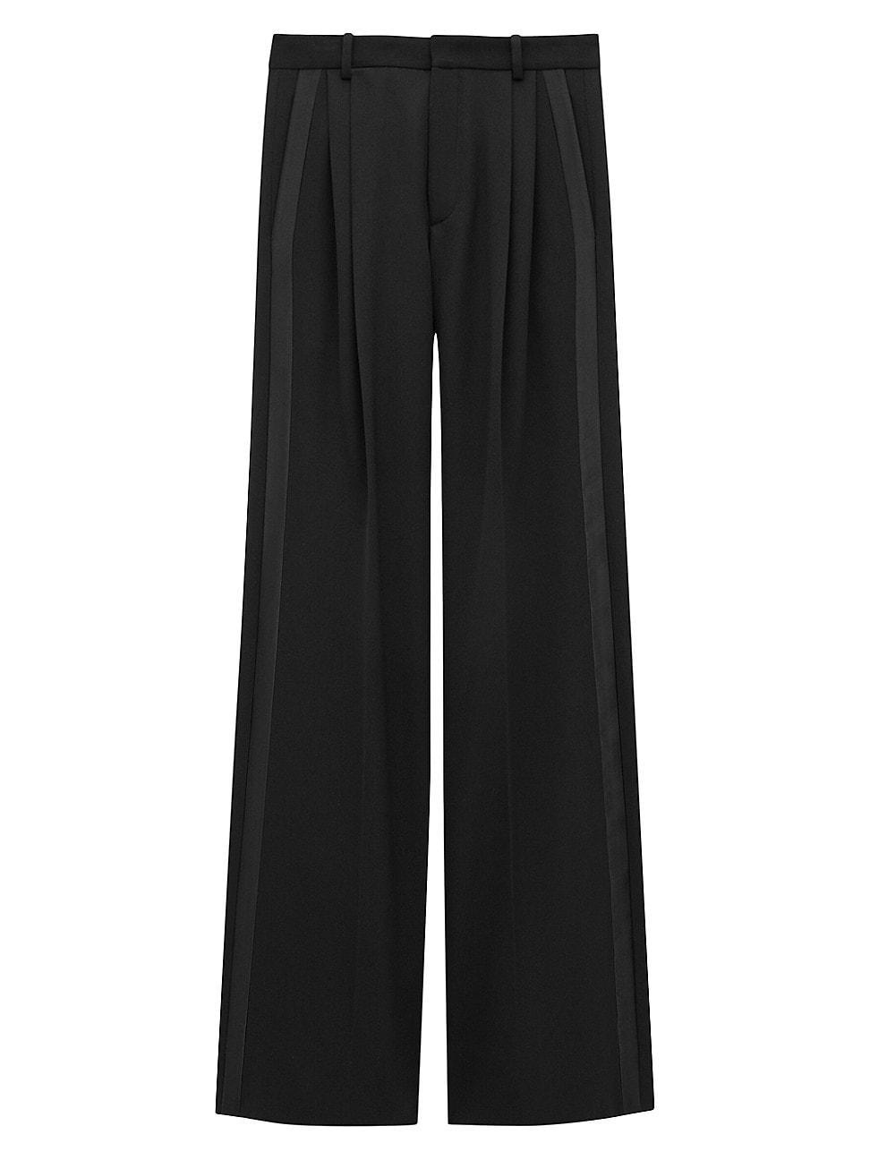 Mens Wide-Leg Tuxedo Pants in Grain De Poudre Product Image