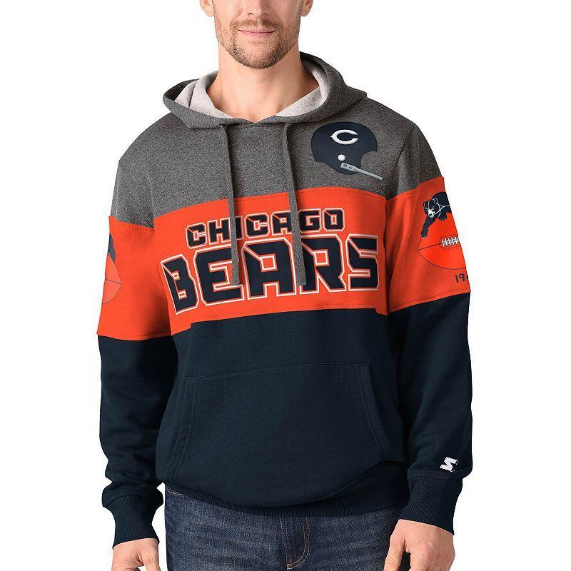 Mens Starter Heathered Gray/Orange Chicago Bears Extreme Fireballer Pullover Hoodie Grey Product Image