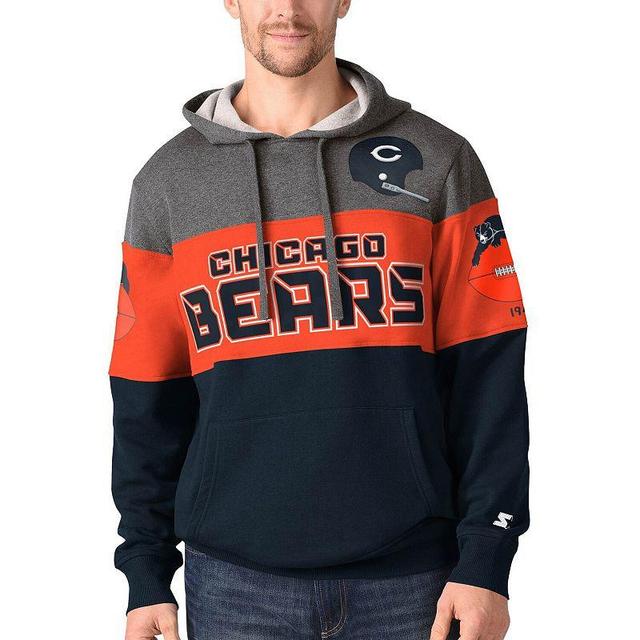 Mens Starter Heathered Charcoal/Orange Chicago Bears Extreme Fireballer Throwback Pullover Hoodie Product Image