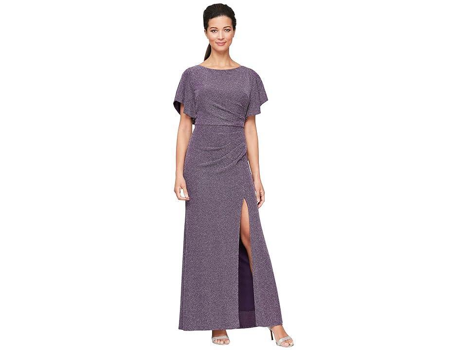 Alex Evenings Shimmer Flutter Sleeve Gown Product Image