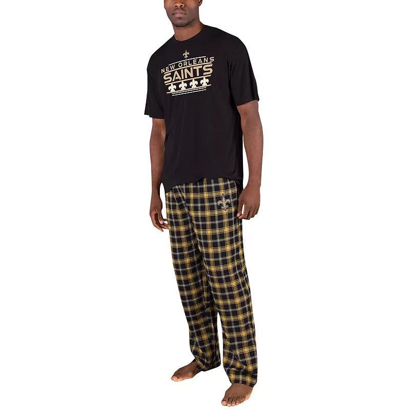 Mens Concepts Sport /Gold New Orleans Saints ArcticT-Shirt & Flannel Pants Sleep Set Product Image