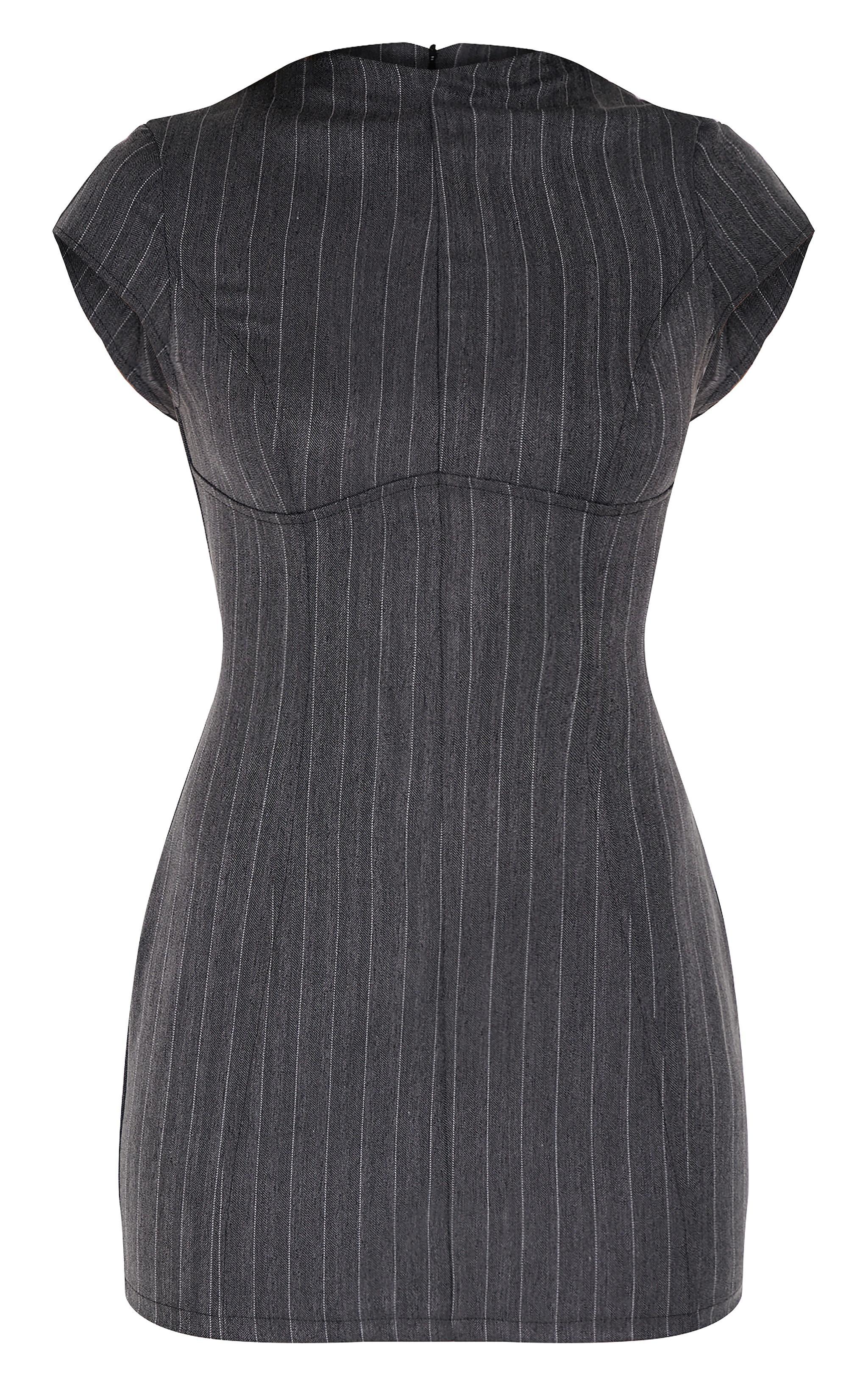 Black Cap Sleeve Seam Detail Bodycon Dress Product Image