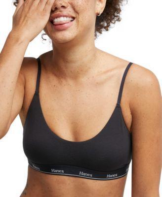 Hanes Originals Womens Cropped Bralette, Moisture-Wicking Stretch Cotton Shelton Red XL Product Image