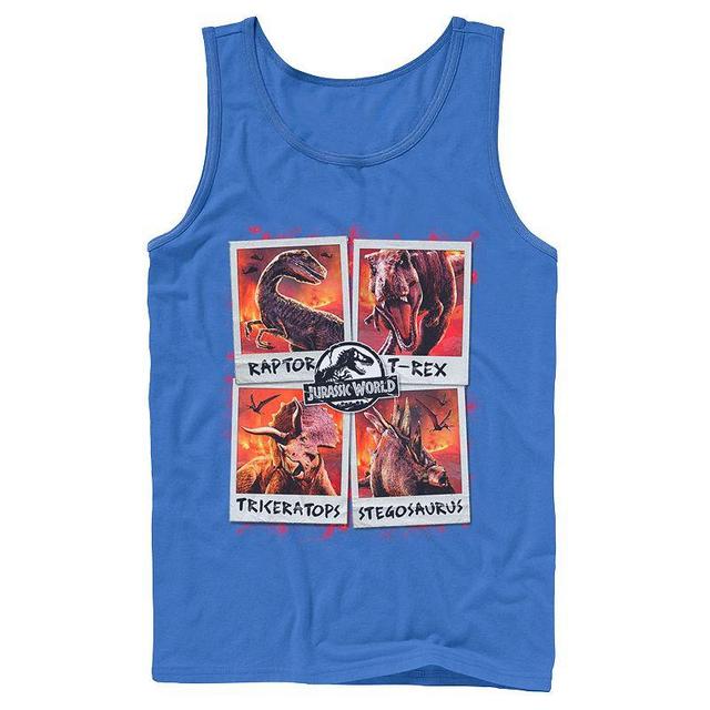 Mens Jurassic World Two Dino Vacation Polaroids Tank Top Blue Product Image