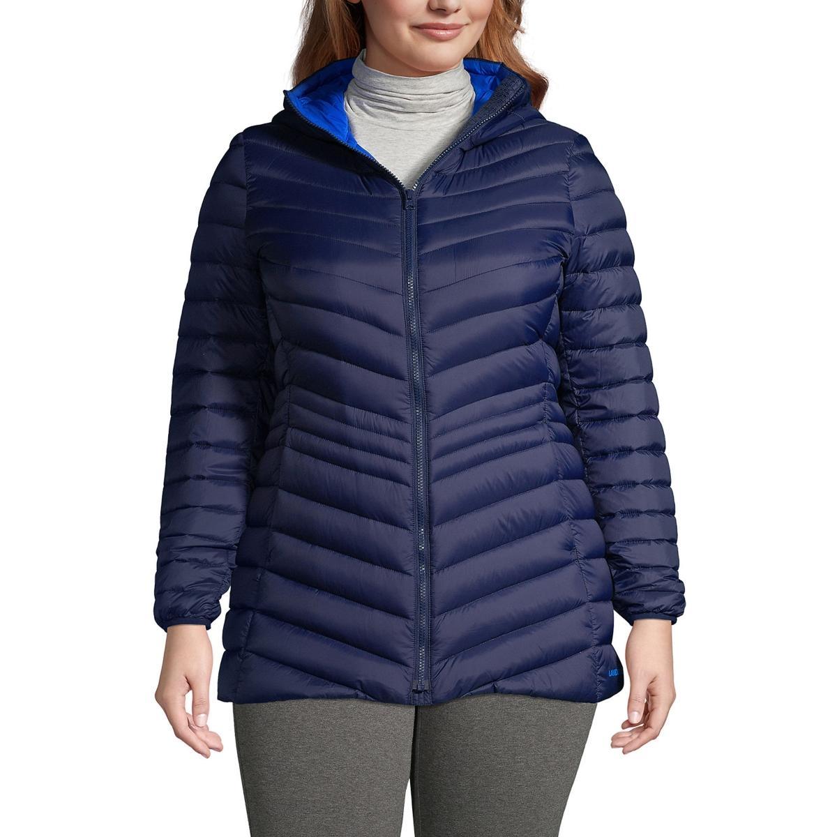 Womens Lands End Hooded Down Wanderweight Ultralight Packable Jacket Product Image