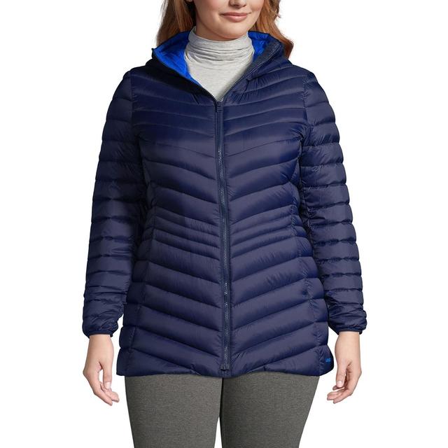 Womens Lands End Hooded Down Wanderweight Ultralight Packable Jacket Product Image