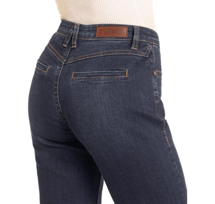 Rock & Roll Denim® Ladies' HR Dark Wash Welt Pocket Trouser Jeans Product Image