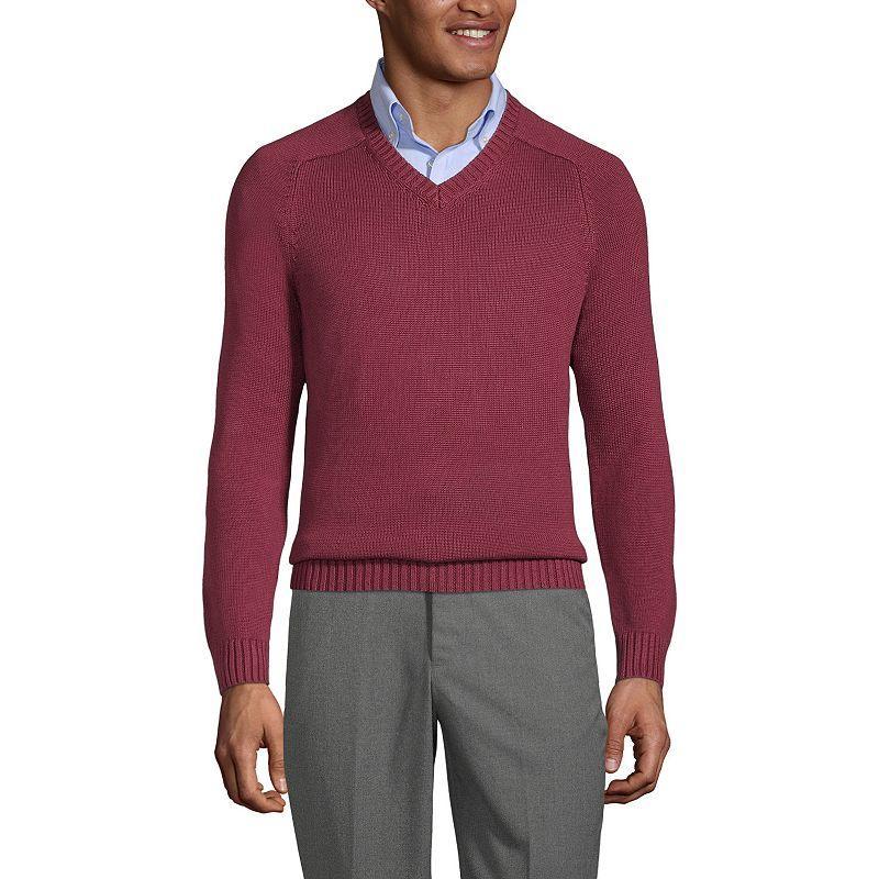 Lands End Mens School Uniform Cotton Modal V-neck Sweater Product Image