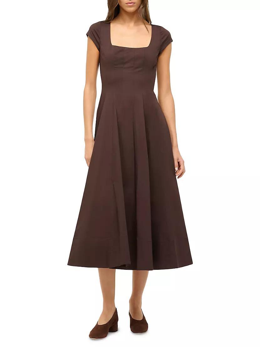 Wells Stretch-Cotton Fit & Flare Midi-Dress Product Image