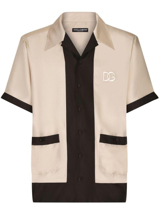 DG logo-embroidered silk shirt Product Image