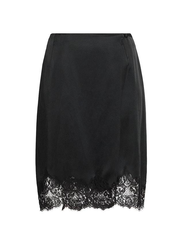 Womens Lace-Trimmed Silk Skirt Product Image