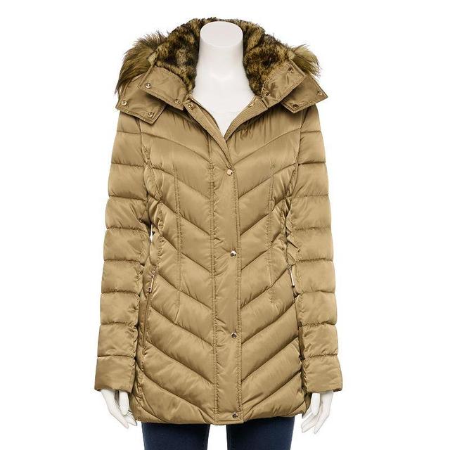 Womens Nine West Faux-Fur Hood Puffer Jacket Product Image