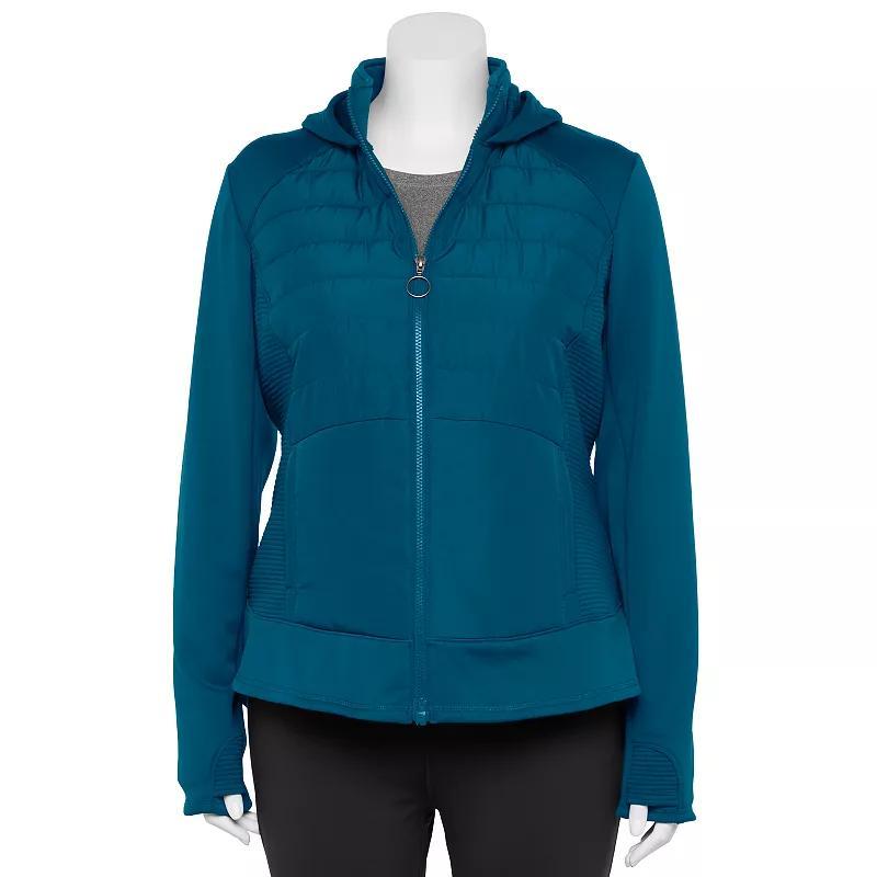 Plus Size Tek Gear Adaptive Mixed Media Hooded Jacket, Womens Product Image