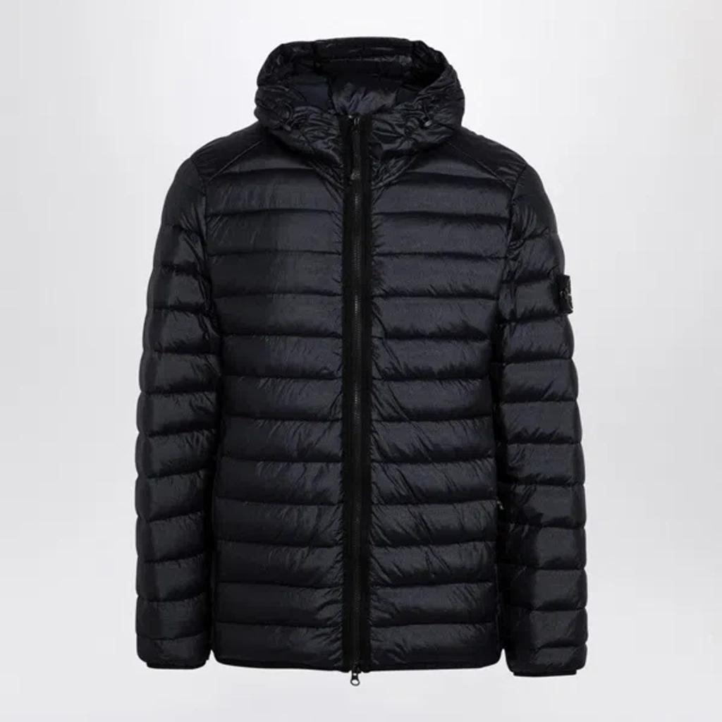 STONE ISLAND Quilted Down Jacket With Hood Navy Men In Blue Product Image