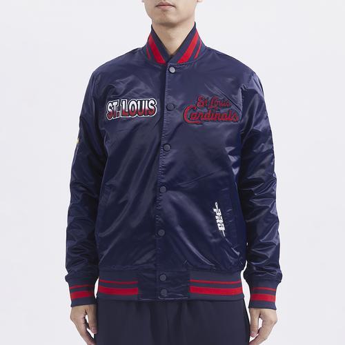 Pro Standard Mens STL Cardinals Turn It Up M Rib Satin Jacket - Navy/Red Product Image