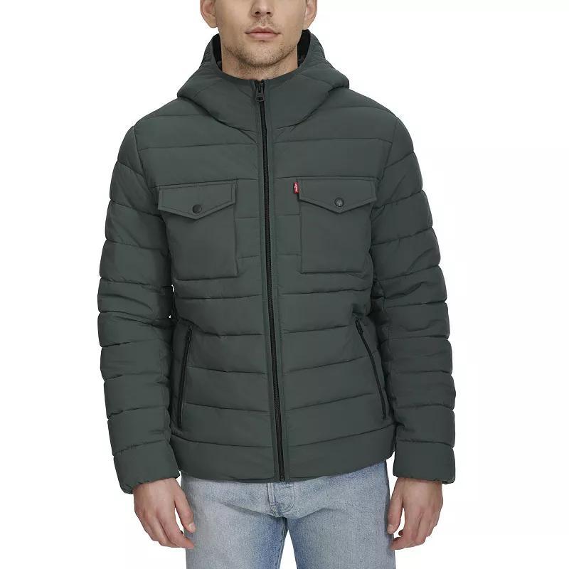 Mens Levis Stretch Two Pocket Quilted Hooded Jacket Product Image