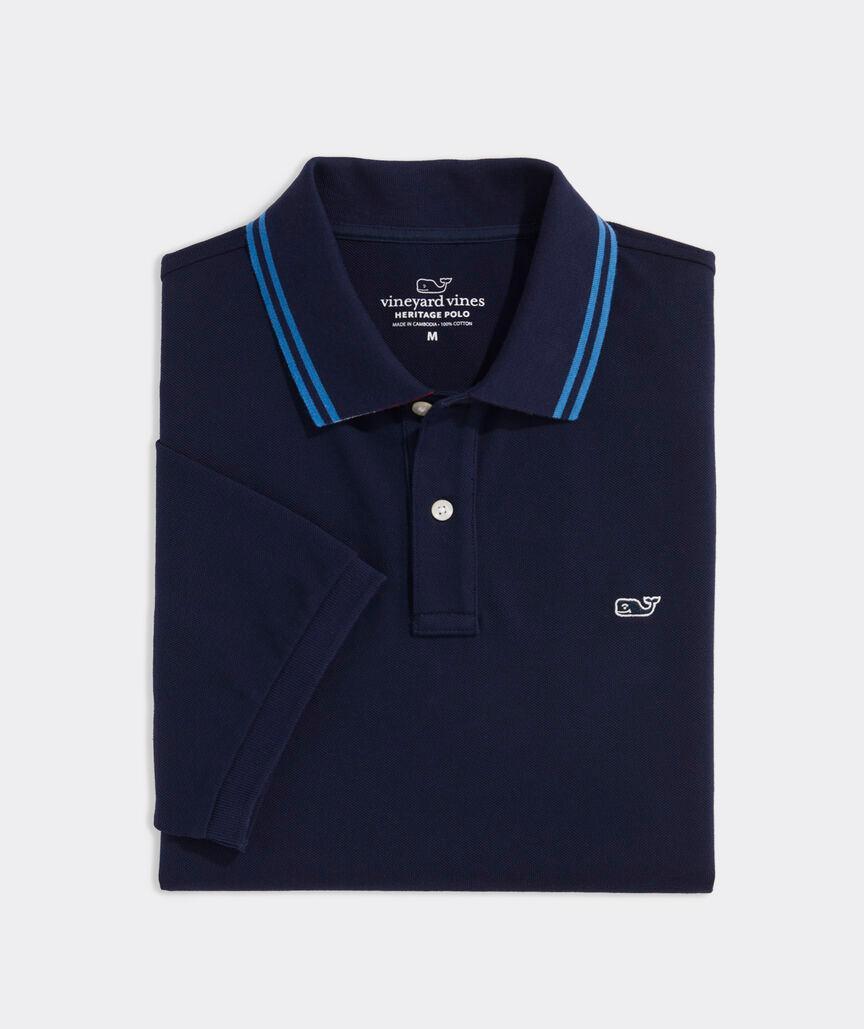 Heritage Striped Collar Pique Polo Product Image