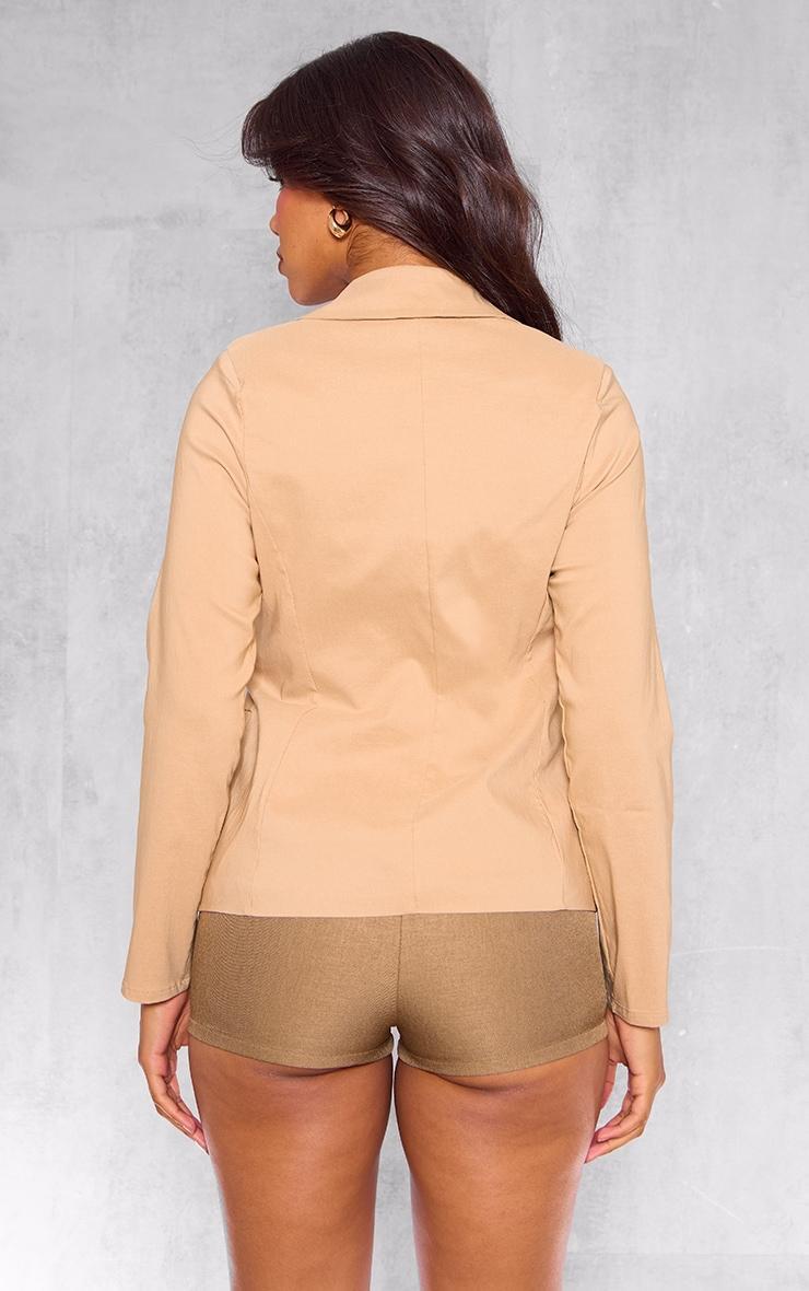 Sand Tie Front Bow Textured Blazer Product Image