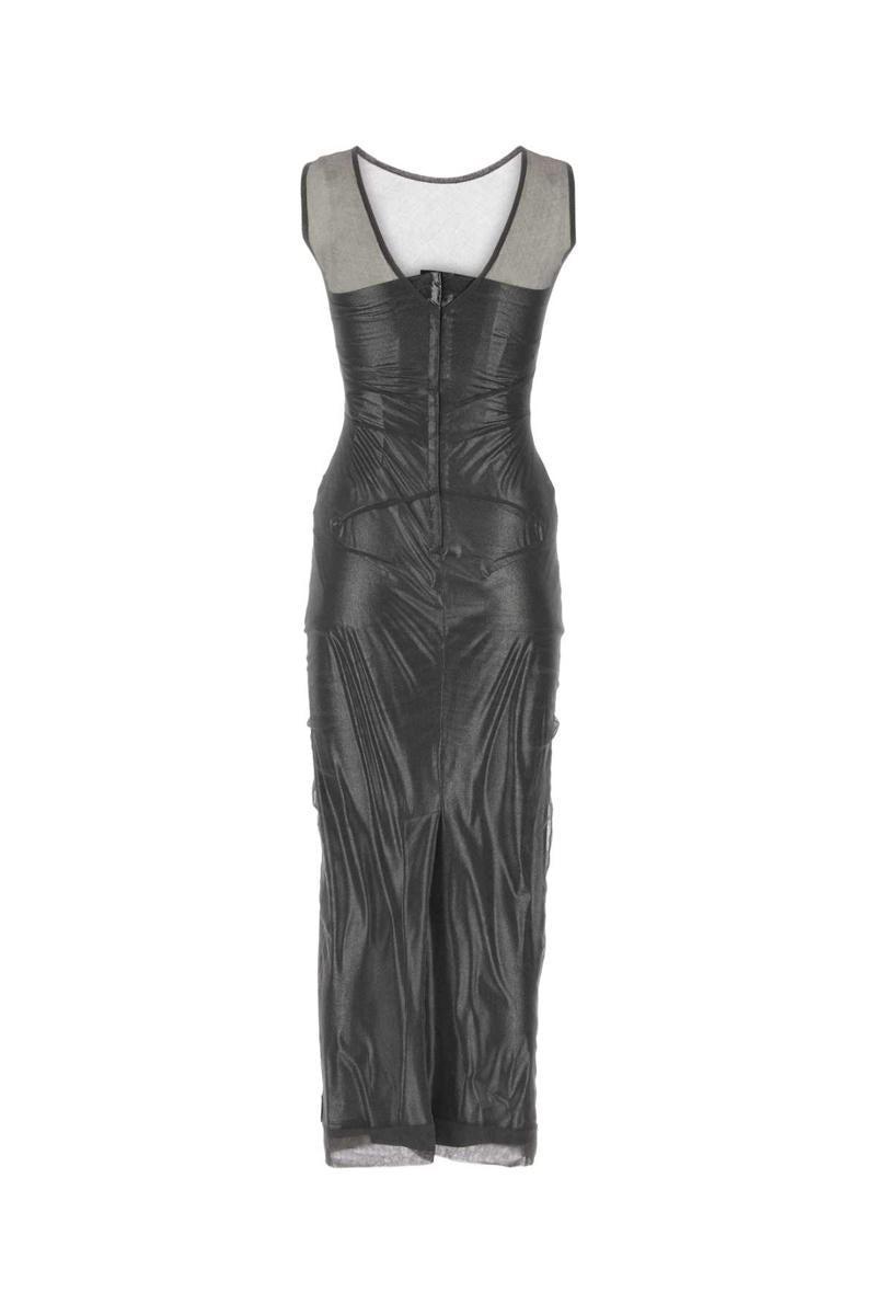 DOLCE & GABBANA Mesh Panel Ruched Dress In Black Product Image