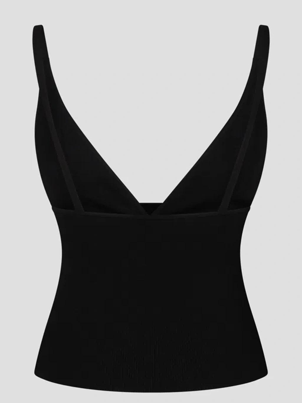 DOLCE & GABBANA Cropped Ribbed Tank Top In Black Product Image