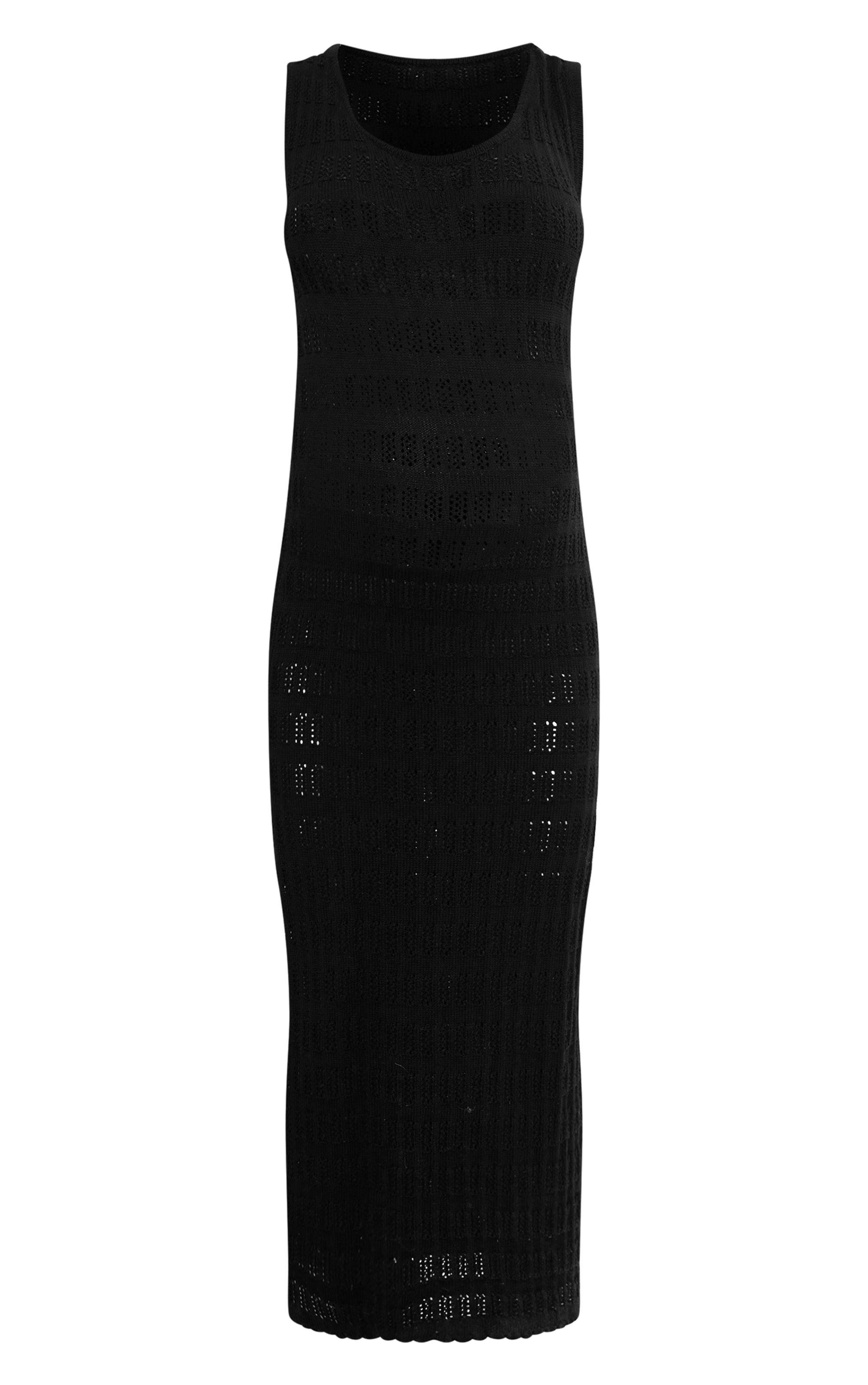 Maternity Black Knit Scoop Neck Midaxi Dress Product Image