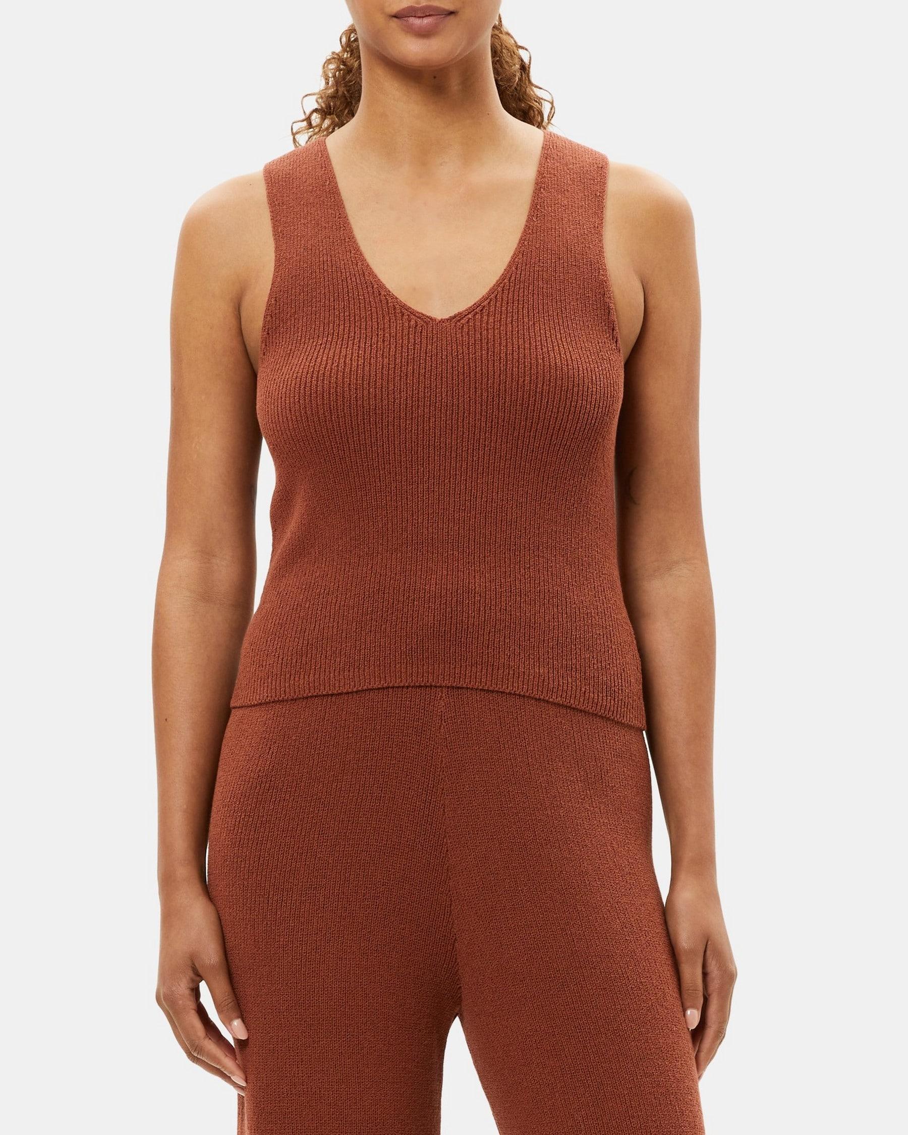 V-Neck Tank in Bouclé Cotton-Blend Product Image