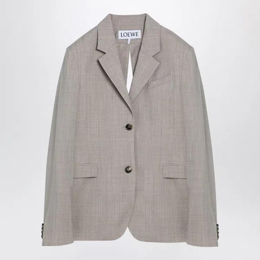 LOEWE Beige Melange Single-breasted Jacket In Wool Women In Cream Product Image