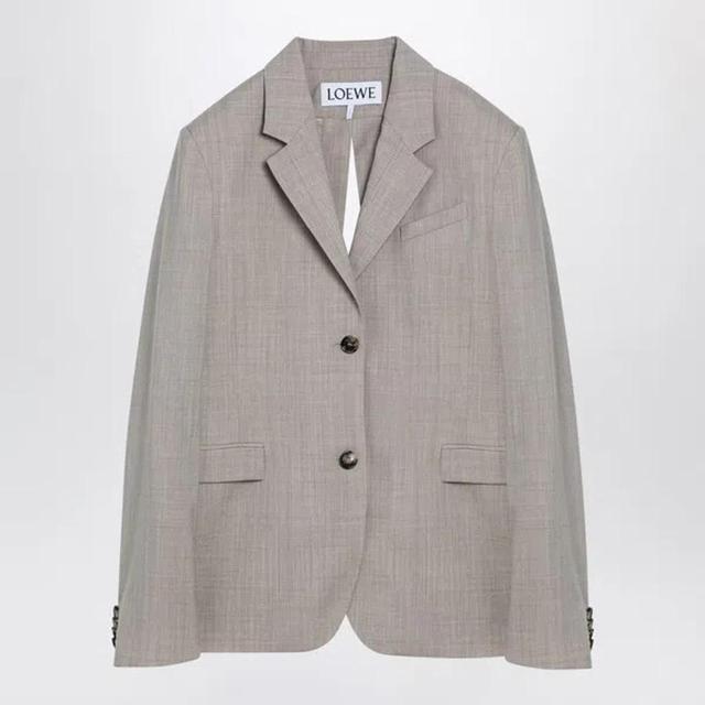 LOEWE Beige Melange Single-breasted Jacket In Wool Women In Cream Product Image