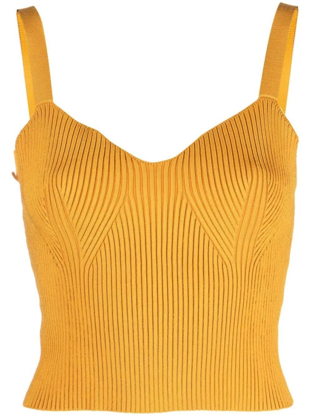 Ribbed Sweetheart Bralette Top In Orange Product Image