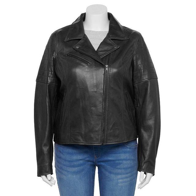 Plus Size Whet Blu Princess Lace-Up Leather Jacket, Womens Product Image