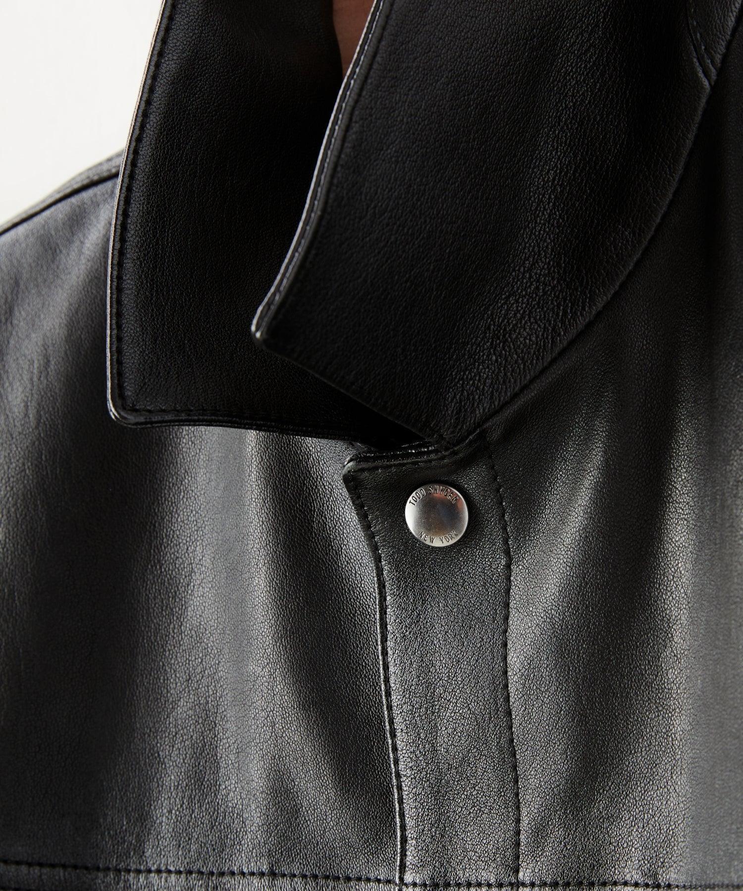 Italian Burnished Leather Dylan Jacket in Black Product Image