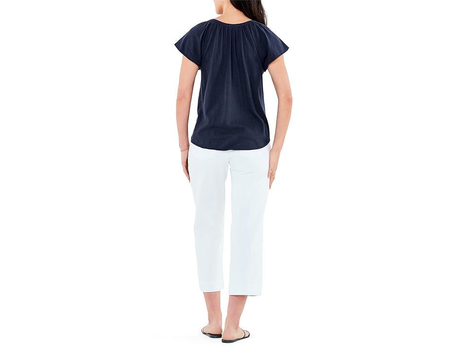 NIC+ZOE Flutter Sleeve Henley (Dark Indigo) Women's Clothing Product Image