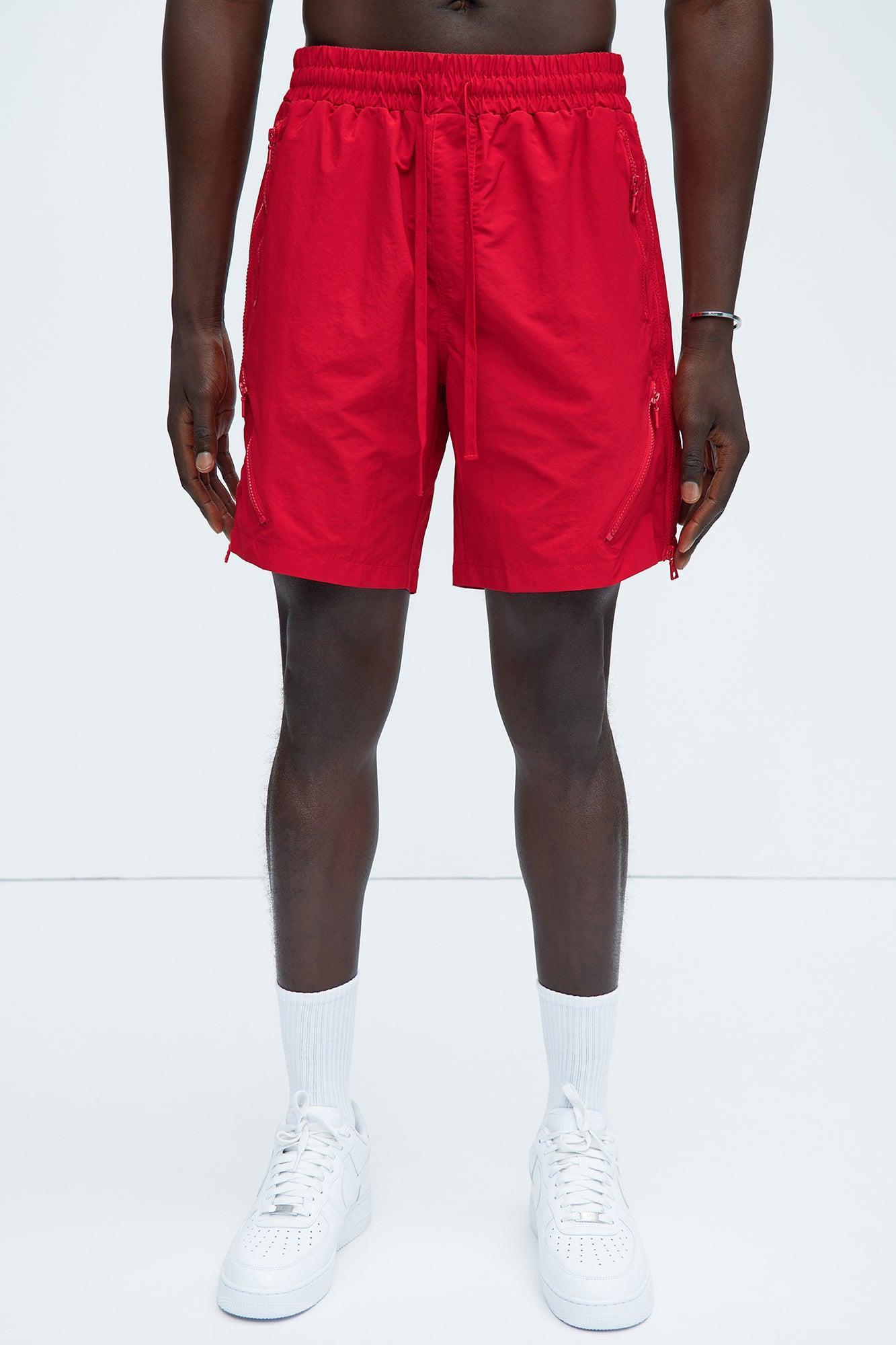 Break Away Zip Up Shorts - Red Product Image