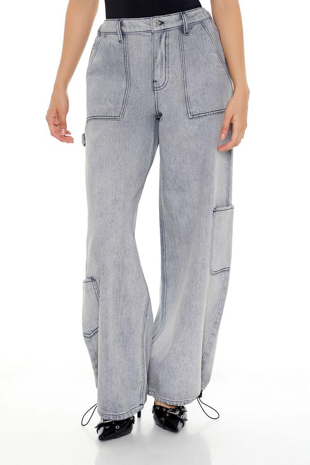 Toggle Drawstring Cargo Jeans | Forever 21 Product Image