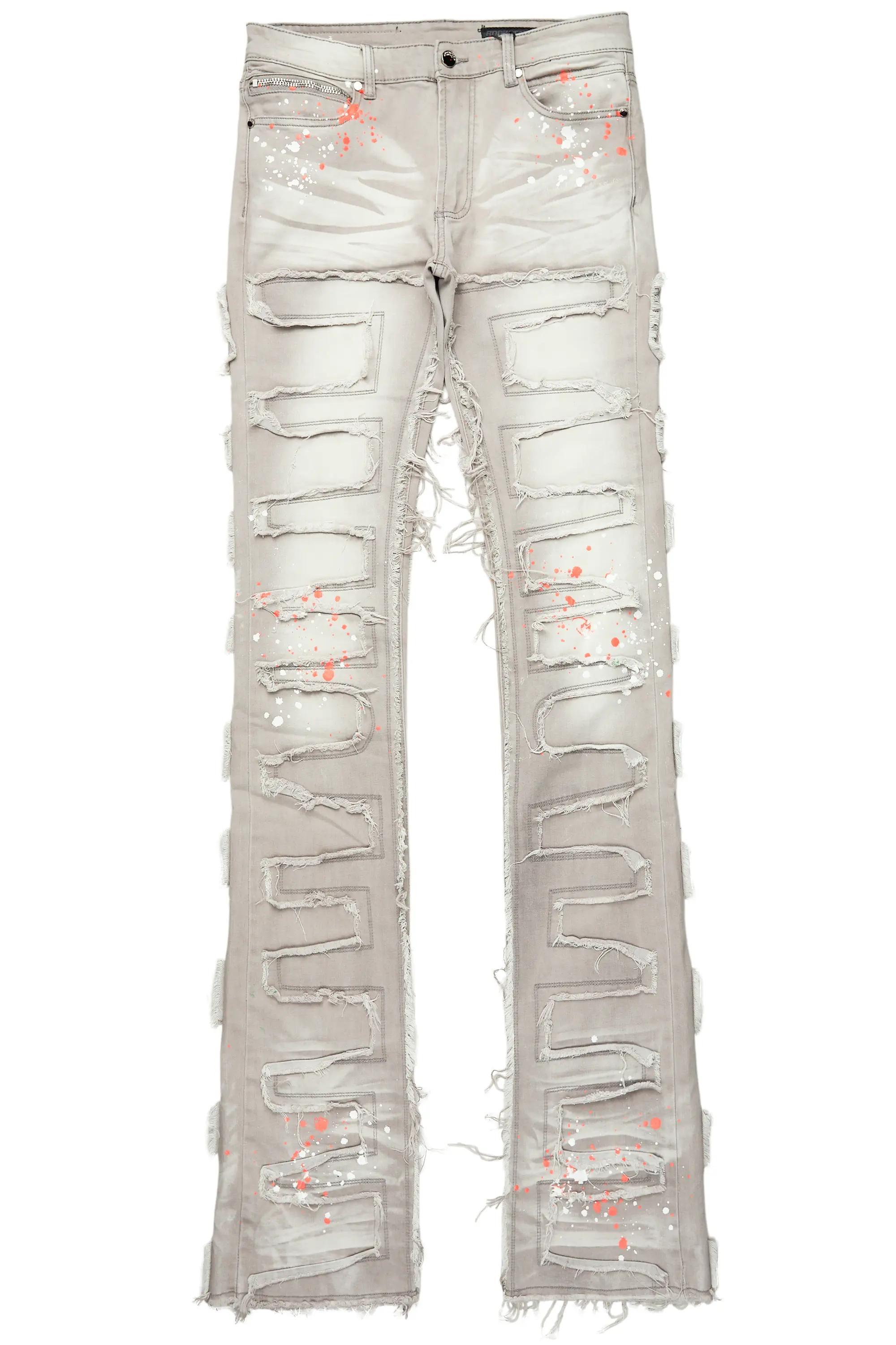 Macon Grey/Orange Painter Super Stacked Flare Jean Male Product Image