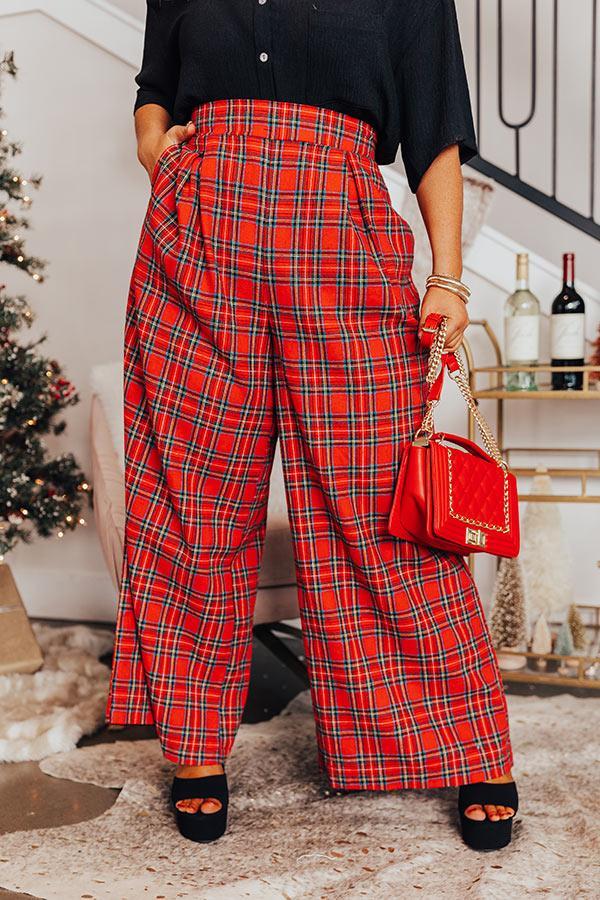 The Kaylie Wide Leg Plaid Pants Curves Product Image