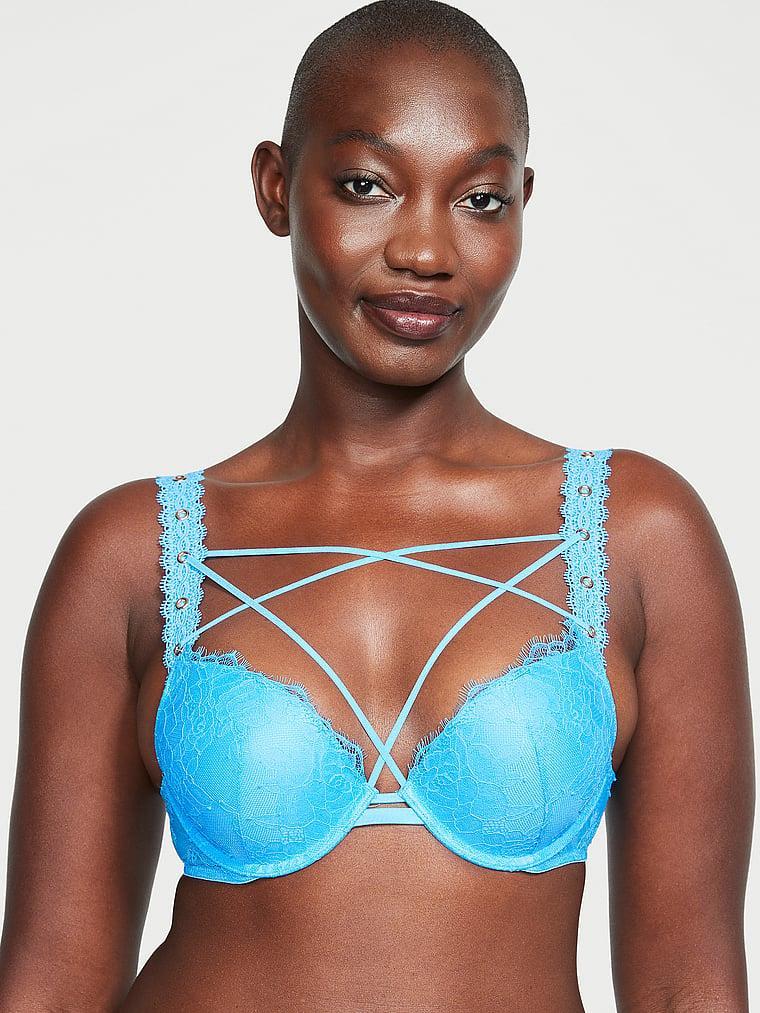 Rose Lace & Grommet Push-Up Bra Product Image