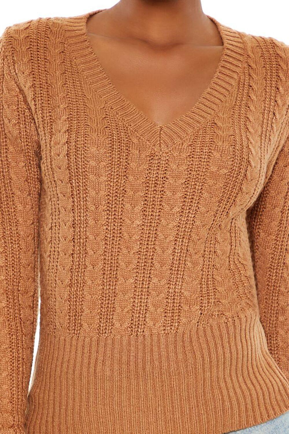 Cable Knit V-Neck Sweater | Forever 21 Product Image