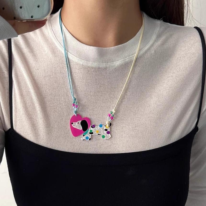 Cartoon Pendant Beaded Layered Necklace Product Image